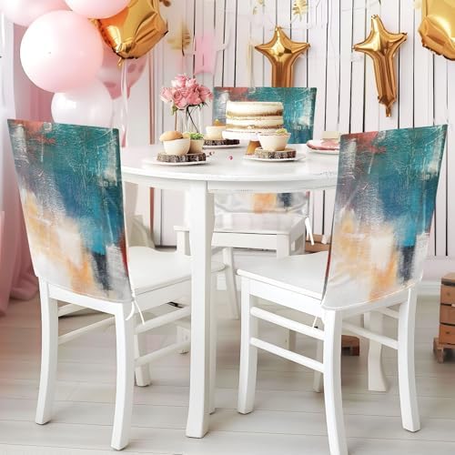 Poeticcity 6 Pack Dining Chair Slipcovers with Painted Canvas Texture