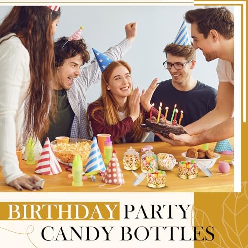 Cunhill 36 Pcs Mini Candy Bottles with Lids Gold Design