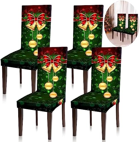 Moukeren Christmas Chair Covers Set 4 Pcs Green