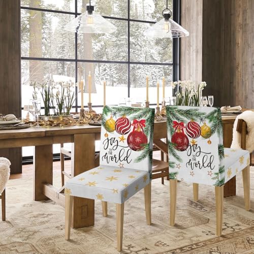 Horaldaily 6PCS Christmas Chair Covers with Balls