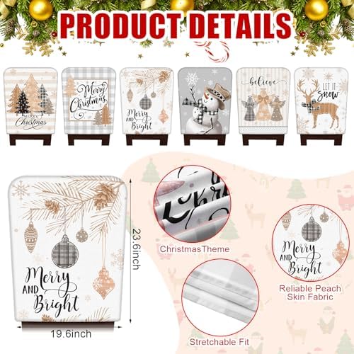 6 Pcs Christmas Chair Covers Beige Snowflake Decor 1