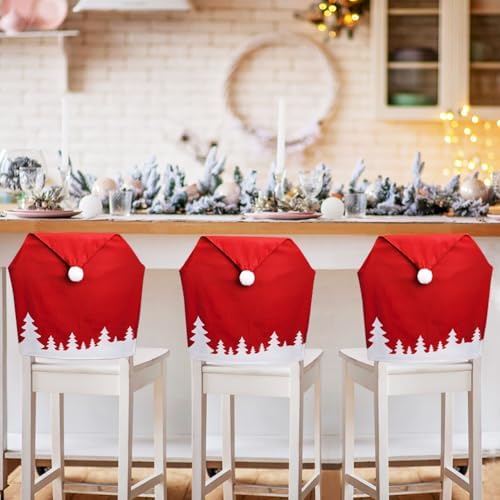 2PCS Christmas Chair Covers with Santa Hat Design 1