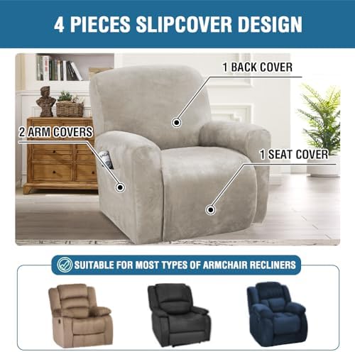 HVERSAILTEX 4-Piece Recliner Chair Cover Set