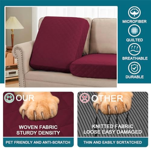 Turquoize Waterproof Sofa Cushion Covers - 3 Pack Seat Covers for Couch