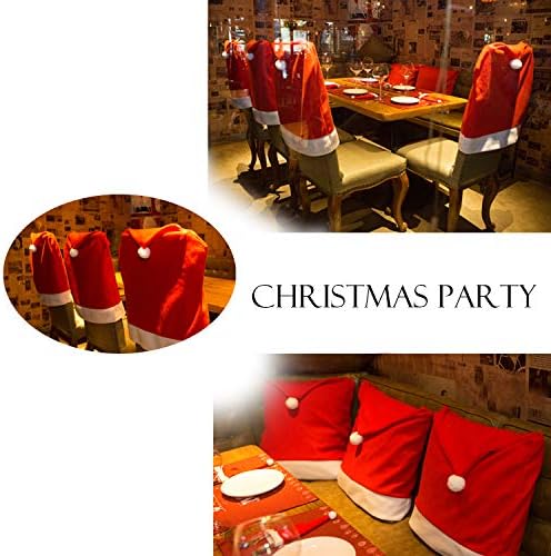 6 PCS Christmas Chair Covers with Santa Hat Design