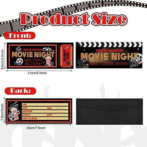 Woanger 50 Movie Night Party Invitations with Envelopes