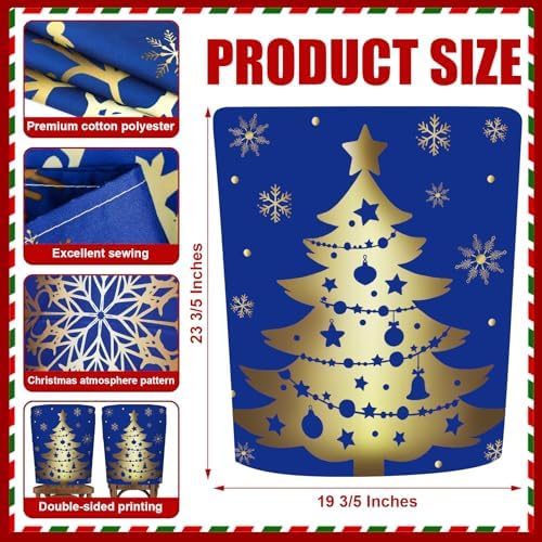 Christmas Chair Covers Set of 6 Blue and Gold