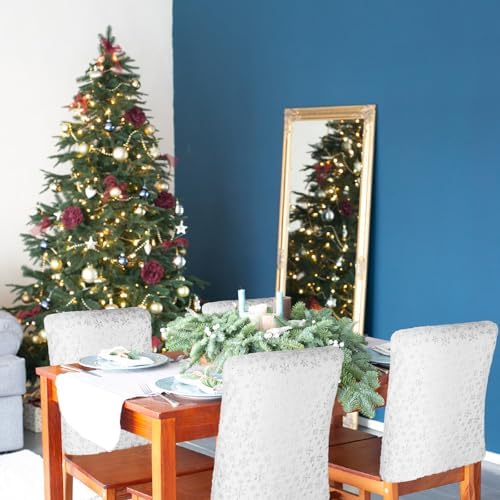 Moukeren 4 Pcs Christmas Chair Covers with Snowflakes