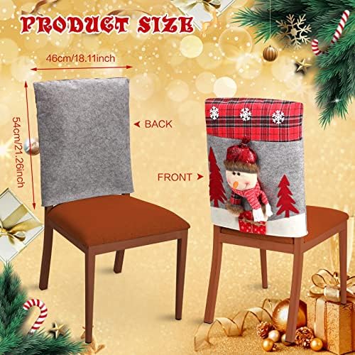 Christmas Plush Chair Covers Set with Santa and Snowman
