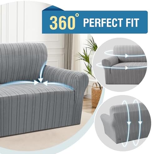 HVERSAILTEX High Stretch Sofa Slipcover 1-Piece Grey