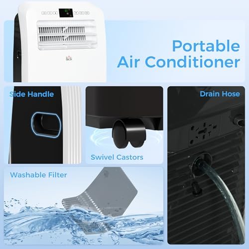 HOMCOM 11500 BTU Portable AC with Dehumidifier and Fan 1