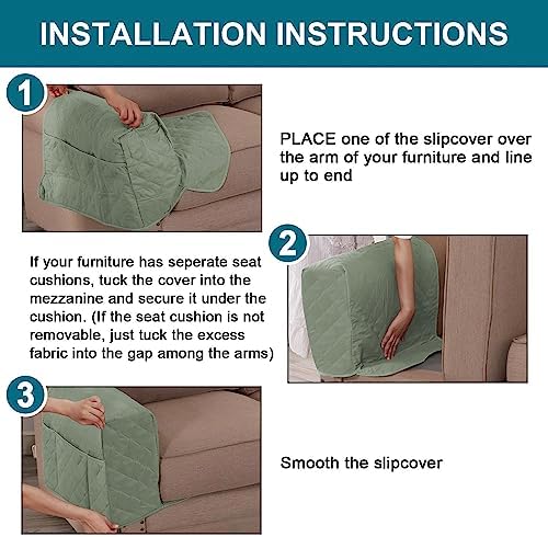 Turquoize 2 Pack Waterproof Armrest Covers for Chairs and Sofas