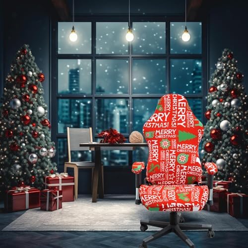 Gaming Chair Covers with Armrest Protection - Christmas Vermilion