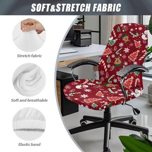 Talayituse Snowman Deer Candy Snowflake Print Chair Cover