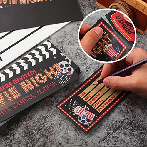 Woanger 50 Movie Night Party Invitations with Envelopes