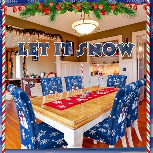 Moukeren 6 Pcs Christmas Chair Covers Snowman Decor
