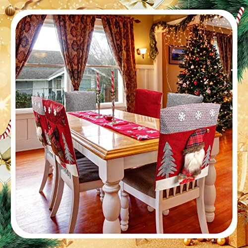 Christmas Plush Chair Covers Set with Santa and Snowman