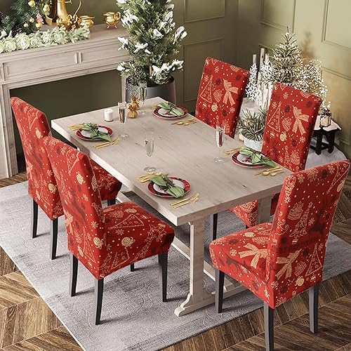 4PCS Christmas Chair Covers with Tree Elk Pattern