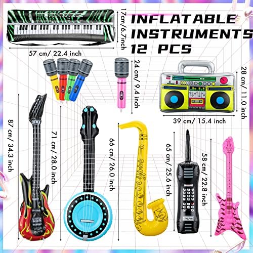 12 Piece Inflatable Party Instruments Rock Star Set 1