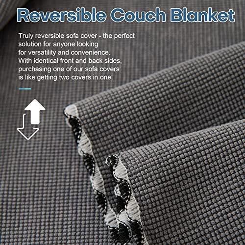 Reversible Sofa Blanket for 3 Cushion Couch Dark Grey 71 x 150