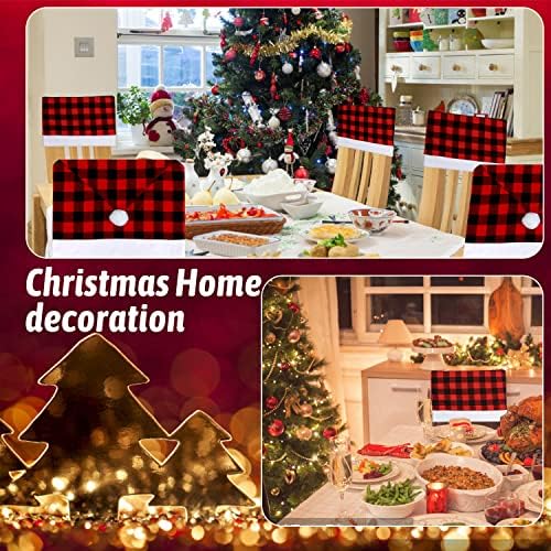 4PCS Christmas Buffalo Plaid Chair Covers