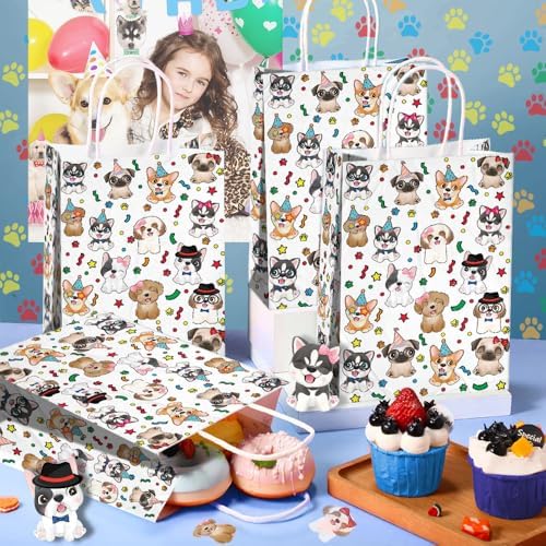 24 Pcs Dog Party Favor Bags with Handles