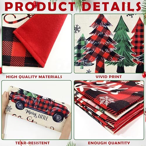 TREWAVE Christmas Chair Covers Set of 6 Buffalo Plaid