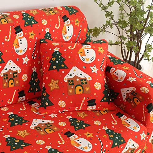 Christmas Theme Stretch Sofa Cover for 2 Seater Living Room
