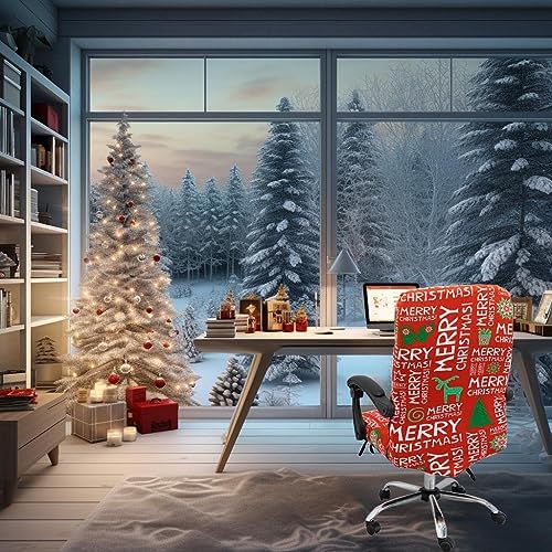 Christmas Office Chair Covers Stretchable Protective Slipcover for Modern High Back Chair