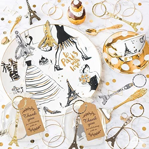 15 Piece Paris Party Favor Keychain Set