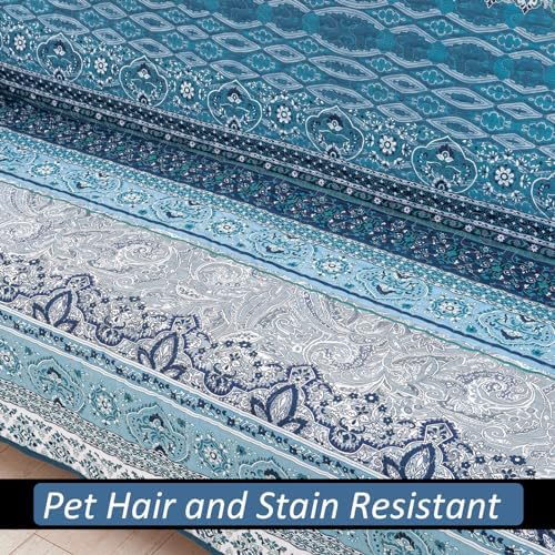 WONGS BEDDING Boho Sofa Cover Blue Stripe 3 Seater Slipcover