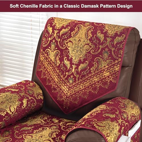 Loom and Mill Luxury Recliner Chair Covers 4 Piece Red Set