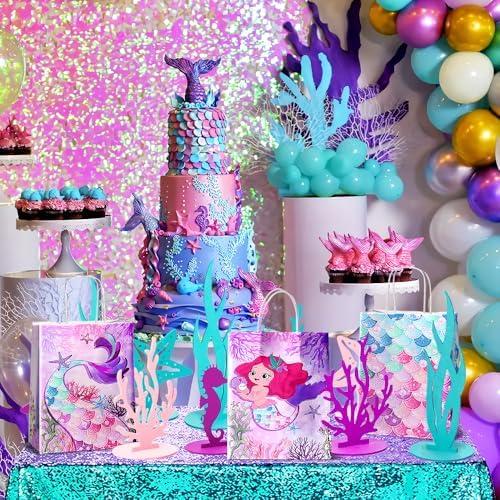24 Pcs Mermaid Party Favor Bags with Handles