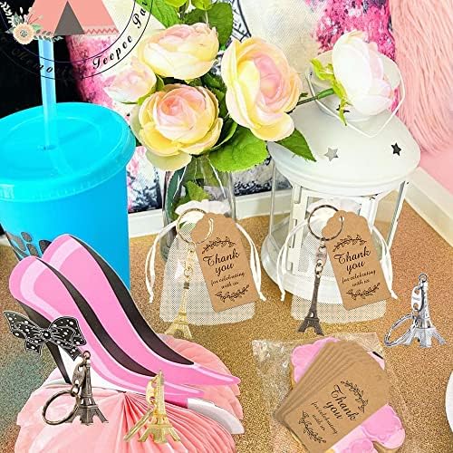 15 Piece Paris Party Favor Keychain Set