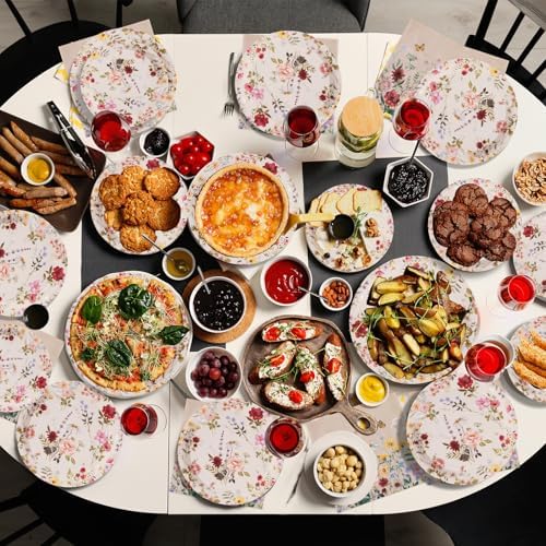 200pcs Floral Paper Plates and Napkins Set