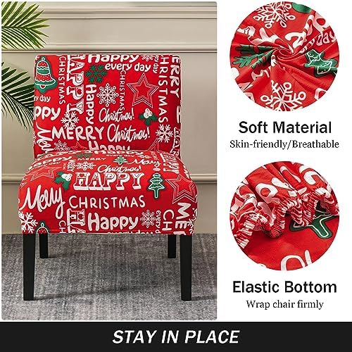 PENDEJATO Armless Chair Covers Christmas Pattern
