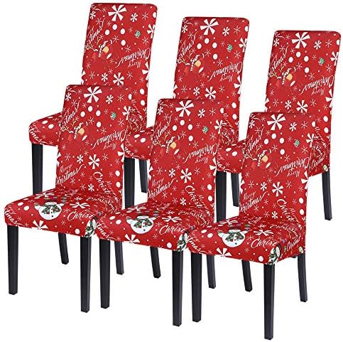 SearchI Christmas Chair Covers Set of 6 Snowman Snowflake