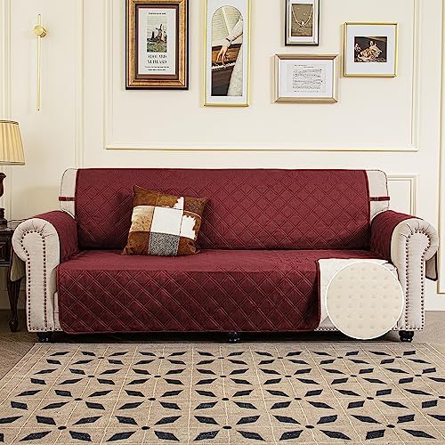 TOMORO Non-Slip Sofa Slipcover - Waterproof Quilted Cover with 5 Pockets