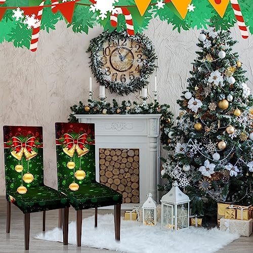 Moukeren Christmas Chair Covers Set 4 Pcs Green