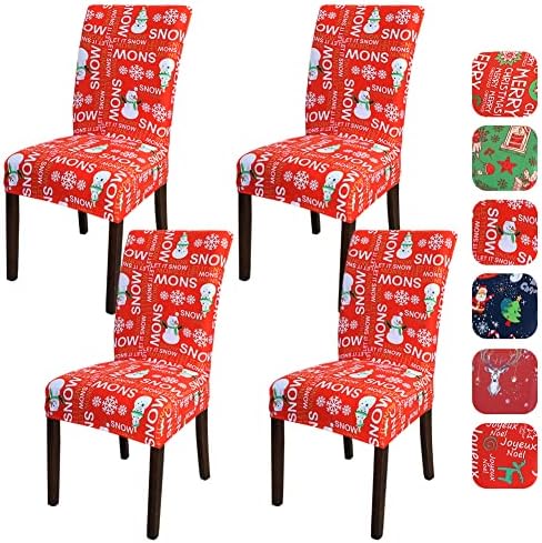 OTOSTAR Snowman Christmas Chair Covers Set of 4