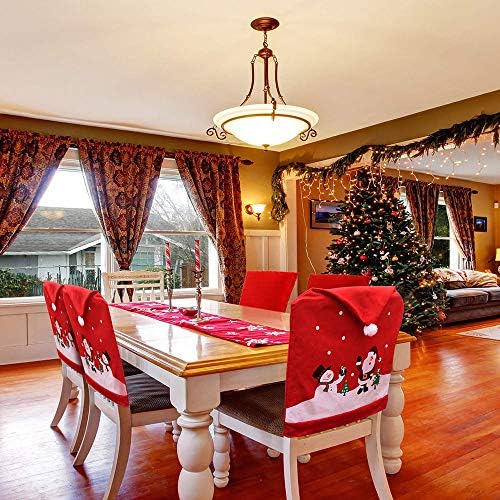 MSQ 4PCS Christmas Chair Covers with Santa and Snowman Designs