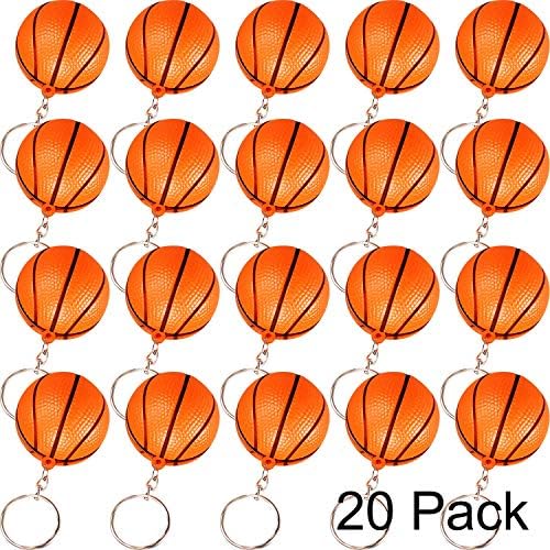 Blulu 20 Pack Orange Basketball Keychains for Parties and School Events