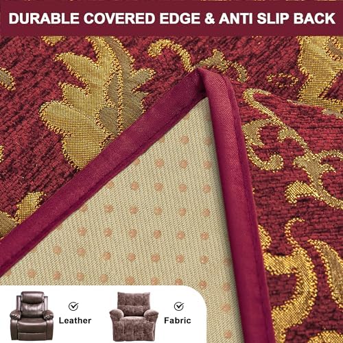 Loom and Mill Luxury Recliner Chair Covers 4 Piece Red Set