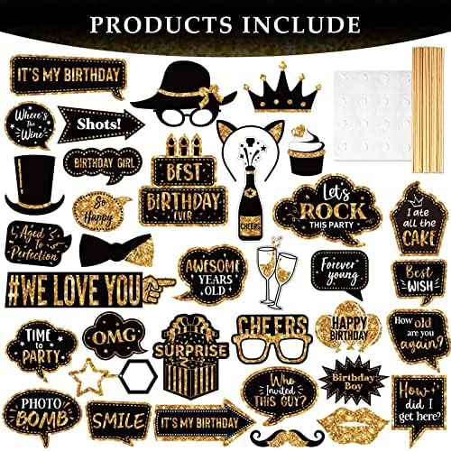 Outus 36 Pcs Birthday Photo Booth Props Kit