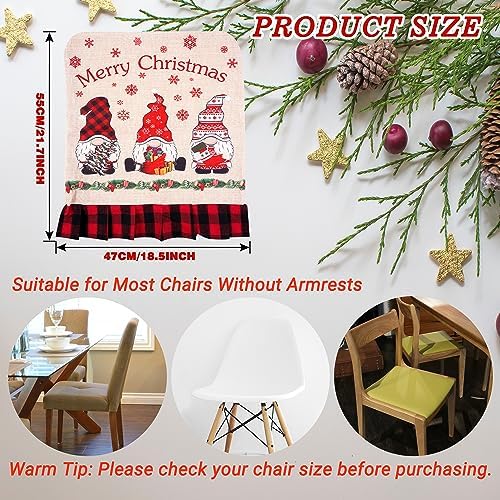 Christmas Chair Covers 4 Piece Burlap Plaid Gnomes