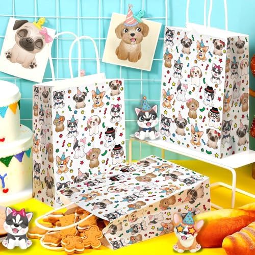 24 Pcs Dog Party Favor Bags with Handles